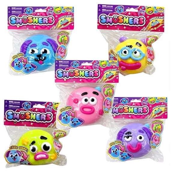 Smushers Squeeze Face Toys, Novelty Smush Face Squishy, Durable Material Party Favor for Birthdays and Get-Togethers, Safe & Fun