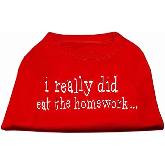 J'ai Vraiment Mangé la Chemise de Sérigraphie de Devoirs Rouge L (14)