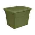 thumbnail image 1 of Sterilite 68 Liter Tote, Plastic Storage Bin with Snap-on Lid, Stackable, Green, 1 of 6