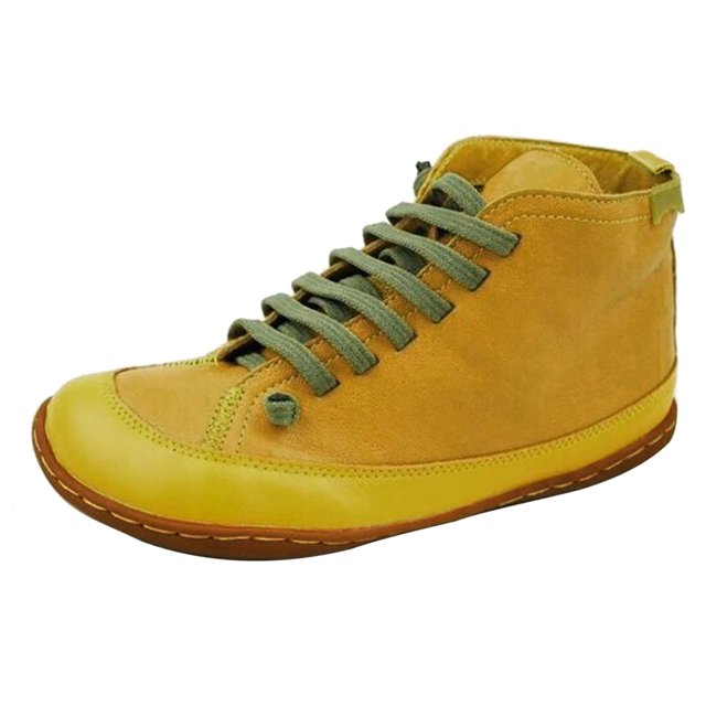 Women's Comfortable Booties Solid Color Leather Flat Heel Boots Retro Shoes