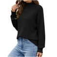 thumbnail image 1 of Chandail à Manches Longues pour Femmes Mode pour Femmes Manches Longues Col Rond Chandail Ample Hauts Blouse Chandail Tricoté Chandails pour Femmes 2024 Tendance S-228 Noir P, 1 of 7