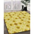 thumbnail image 3 of Ahgly Company Tapis d'Intérieur Lavables à la Machine, Carrés, Transitionnels, Jaunes, Tapis de Zone, 8 Pieds Carré, 3 of 7