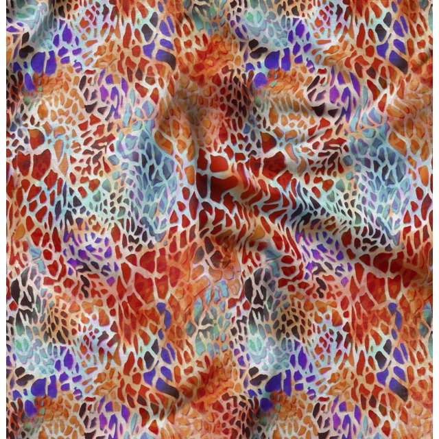 Soimoi Orange Poly Georgette Fabric Leopard Animal Skin Printed Fabric 1 Yard 52 Inch Wide