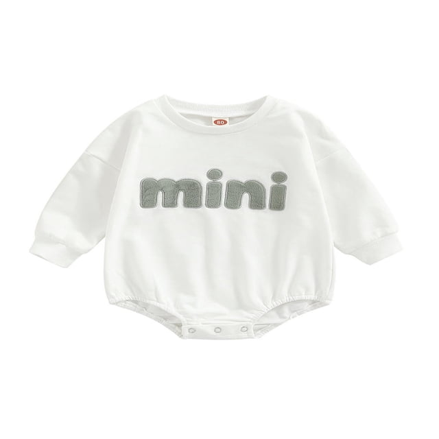 Combinaison à Manches Longues pour Bébés Filles, Barboteuse pour Nourrissons Garçons, Imprimé de Lettres « French Fries », Combinaison Chandail en Molleton Gris 6-12 Mois