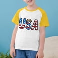 thumbnail image 1 of MKOSPLRT Chandails USA Tout-Petits Chandails Drapeau Américain Manches Courtes T-Shirts Raglan à Blocs de Couleur Col Rond T-Shirts Jour de l'Indépendance Chandails de Rentrée, 1 of 7