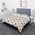 thumbnail image 1 of Designart 'Orange Blue and Purple Polka Dot Pattern' Geometric Bedding Set - Duvet Cover & Shams, 1 of 4