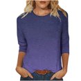 thumbnail image 1 of Pisexur Blouse pour Femmes Grande Taille Raglan Manches 3/4 Hauts Col Rond Dégradé T-Shirts Col Ras du Cou Tunique Basique pour Dames, 1 of 5