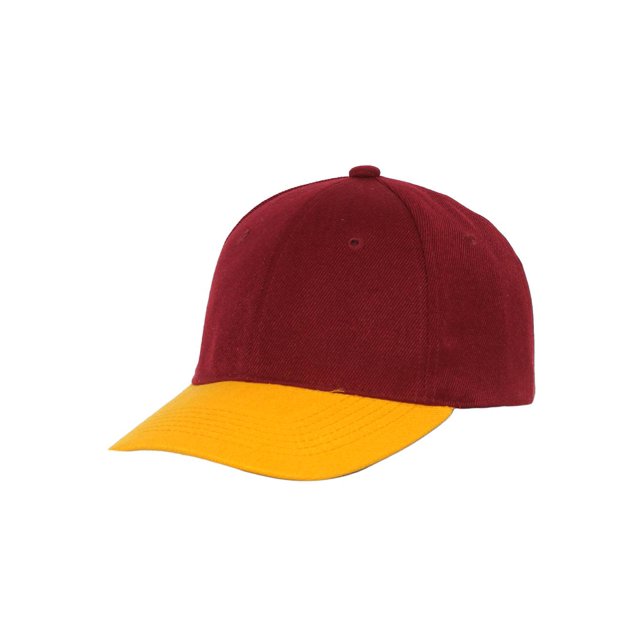 Casquette de Baseball Bicolore Ajustable, Rouge Jaune