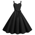 thumbnail image 1 of Robes d'Été pour Femmes 2025 Décontractées Sans Manches Femme au Foyer Soirée Bal Robe d'Été Mode Unie Noire m, 1 of 5