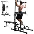 thumbnail image 1 of Costway Adjustable Power Tower Pull Up Bar Stand Dip Station Equipment with Bench Home Gym, 1 of 9