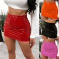thumbnail image 2 of Mini Jupe en Cuir PU Taille Haute Robe Courte Moulante pour Femmes, 2 of 5