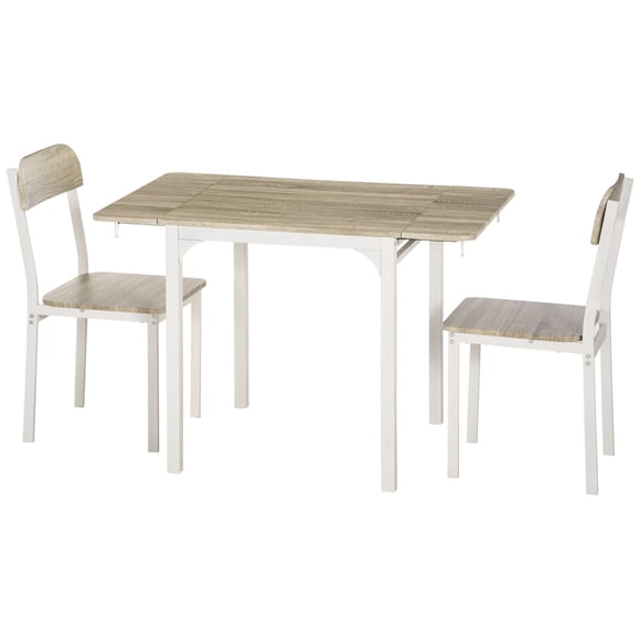 Oak Drop-Leaf Dining Table Set for 2 | Small Kitchen Table with Chairs | Apartment & Studio Dining Furniture