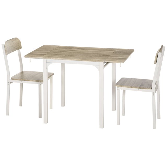 Oak Drop-Leaf Dining Table Set for 2 | Small Kitchen Table with Chairs | Apartment & Studio Dining Furniture