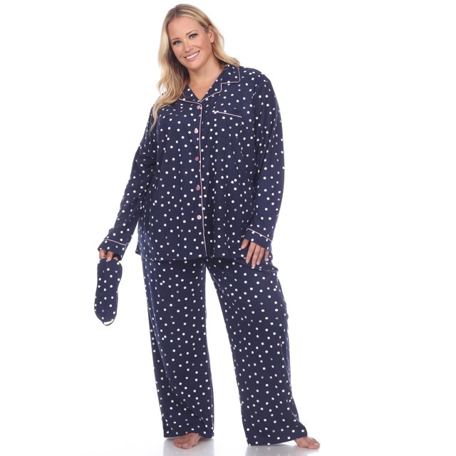White Mark Women's Three-Piece Button-Down Pajama Set