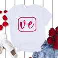 thumbnail image 4 of Chandails Assortis pour Couples de la Saint-Valentin, Mode, Imprimé de Lettres, Col Rond, Manches Courtes, T-Shirt Décontracté, Confortable, Doux, Chemisiers pour Lui et Elle, Vêtements de Vacances, Blanc, TTG, 4 of 5
