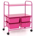 thumbnail image 1 of Costway Rolling Storage Cart with 4 Drawers & 2 Shelves Multipurpose Plastic Trolley on Wheels Hot Pink, 1 of 10