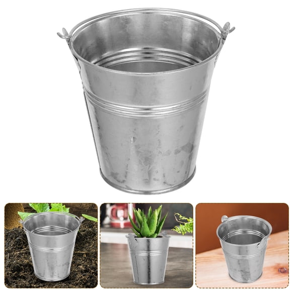 Small Metal Pail Bucket With Handle Iron Pastoral Style Flower Bucket Home Garden Plants Pot Flower Metal Bucket Iron Flower Bucket (S)
