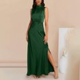 thumbnail image 1 of Lenago Robe Sans Manches Grande Taille pour Femmes Mode Femmes Été Uni Décontracté Col Rond Sans Manches Fente Haute Robe Maxi Robes d'Été de Plage en Liquidation, 1 of 7