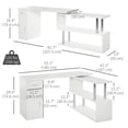 thumbnail image 3 of HOMCOM L-Shaped Rotating Computer Desk Home Office Study Workstation with Storage Shelves, Cabinet and Drawer for Home & Office, White, 3 of 10