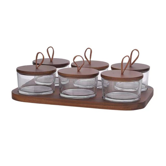 veasfak Pot de Rangement Alimentaire en Verre Plateau de Service Divisé pour Salon Mariage Bonbons 6 Compartiments
