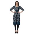 thumbnail image 3 of Moomaya Robes Indiennes pour Femmes Décontractées d'Été Imprimées Manches 3/4 Longue Kurta, 3 of 6