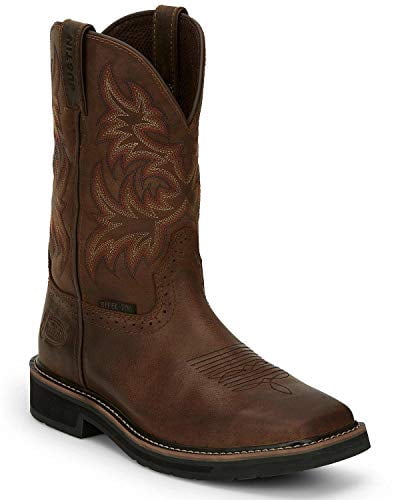 Justin Original Work Boots Men's Stampede Steel Toe Square Toe