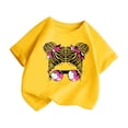 thumbnail image 3 of LUOGENLI T-Shirt pour Filles Enfant Filles Mignon Imprimé Graphique Col Rond Manche Courte Tee Été Décontracté Chemise Hauts Boho Maxi Hauts Jaune 7-8 Ans, 3 of 5