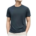 thumbnail image 2 of Styesk T Shirts for Man Solid-Color Casual Elastic Sports Short Sleeved Round-Neck Blouses, 2 of 5