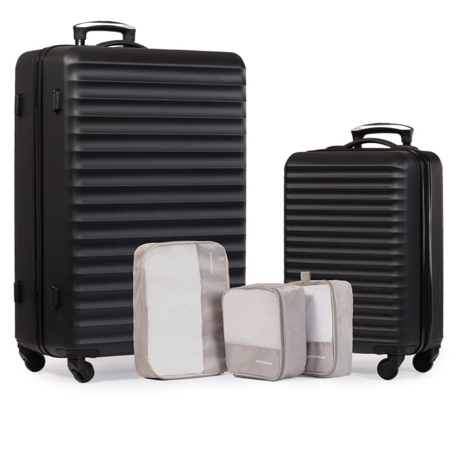 Jetstream® 5-Piece Hardside Luggage Set – 28" Large Checked Suitcase, 20" Carry-On Luggage, and 3 Packing Cubes