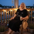 thumbnail image 3 of Agnes Orinda Nuisettes pour Femmes Grande Taille Col Ras du Cou Manches Courtes Robe de Nuit Imprimé Chats Pyjamas Détente Maison avec Poche 3X Noir, 3 of 8