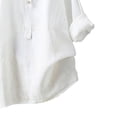 thumbnail image 4 of CEHVOM Chemises Tuniques à Boutons pour Femmes à Col en V, Manches 3/4 Roulées, Coupe Ample, Chemises d'Été, Blouse, 4 of 5