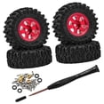 thumbnail image 2 of Xuanheng 4 Pieces 1/30 RC Car Wheels and Tires High Performance Accessories for SCX30 Red, 2 of 8