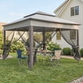 thumbnail image 2 of 11'x11' Pop Up Gazebo 2-Tier Soft Top Gazebo w/ Mesh Netting, Mixed Grey, 2 of 10