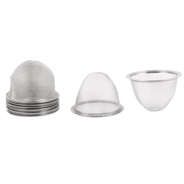 Unique Bargains Tea Leaf Spice Round Wire Mesh Teapot Filter Strainer 85mm Dia 60mm Depth 8pcs