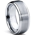 thumbnail image 1 of Men's Tungsten Ring Matte Finish High Polish Wedding Band Silver 8MM Comfort-fit, 1 of 5