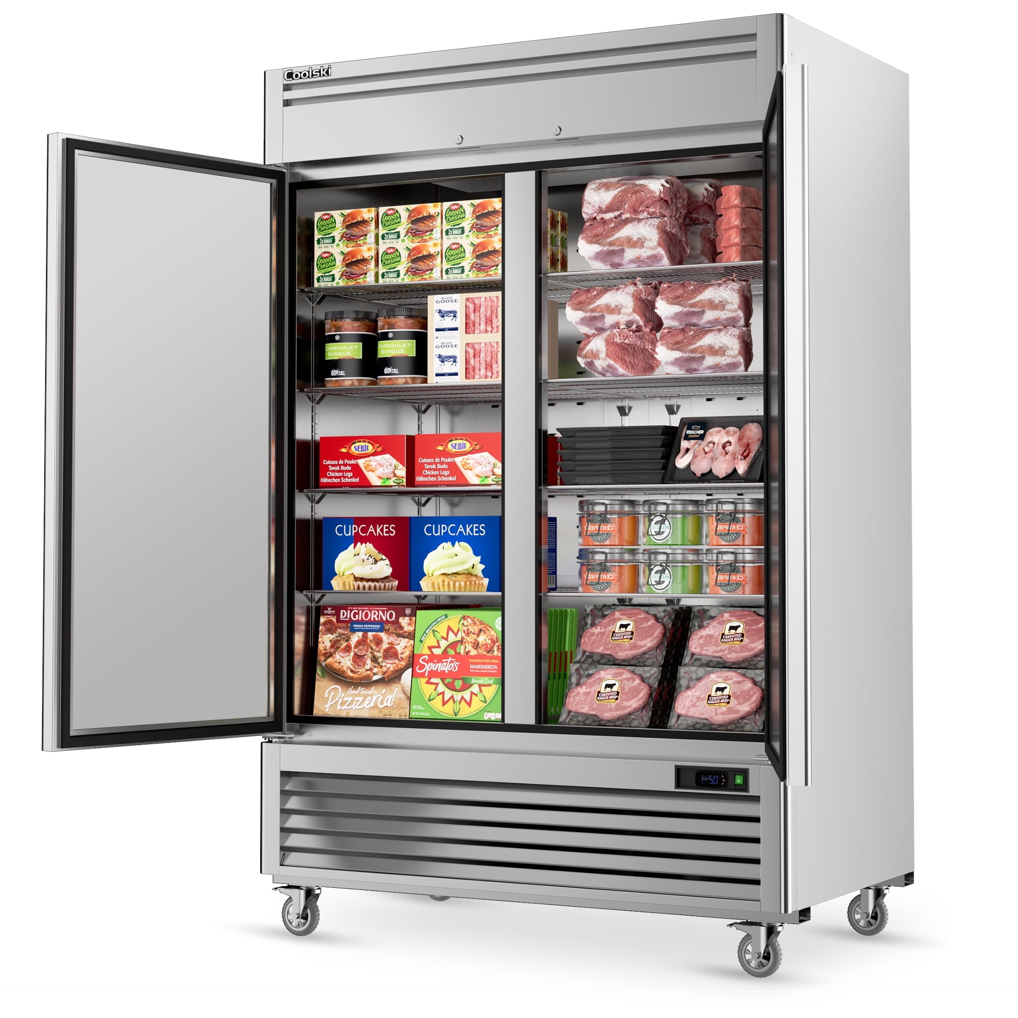Coolski Congélateur Commercial 54"L 2 Portes, 49 pi³ en Acier Inoxydable