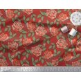 thumbnail image 2 of Soimoi Tissu Popeline de Coton Feuilles & Roses Imprimé Floral Tissu au Mètre 42 Pouces de Large, 2 of 3