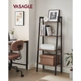 thumbnail image 2 of VASAGLE Ladder Shelf, 4-Tier Bookshelf, Storage Rack, Bookcase with Steel Frame, for Living Room, Home Office, Kitchen, Bedroom, Industrial Style, Hazelnut Brown and Black ULLS044B03, 2 of 2