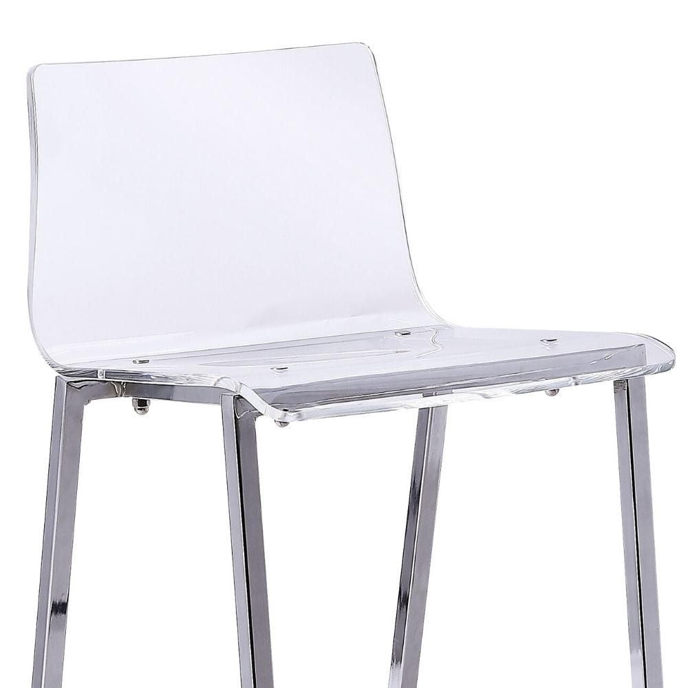 Clear Acrylic Stool with Chrome Leg – Tall Minimalist Stool with Transparent Seat, Footrest, Modern Design for Bars, Kitchens, and Contemporary Spaces