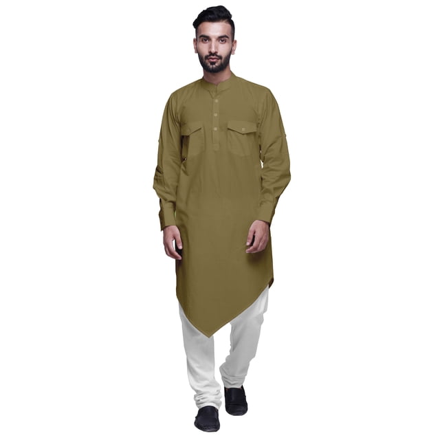 Atasi Kurta Asymétrique Chemise Décontractée Boutonnée Coton Kurta Décontractée Homme