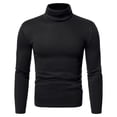 thumbnail image 1 of Haut à Col Roulé pour Homme à Manches Longues, Couleur Unie, Extensible, Coupe Ajustée, Blouse de Base, 1 of 8