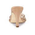 thumbnail image 2 of BLISSFUL STEP Women's Triple Strap Rhinestone Mules Open Toe Stiletto Heel Slide Sandals Nude 10, 2 of 8