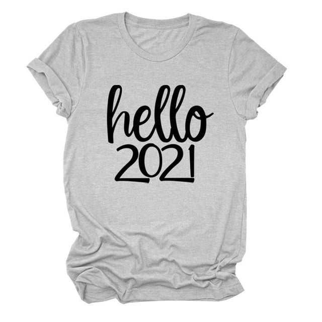 Hauts d'Été Grande Taille pour Femmes, Hauts Tendance pour Femmes 2021, T-Shirt à Col Rond à Manches Courtes avec Imprimé de Lettres, Blouse Décontractée Basique, T-Shirt à Col en V pour Femme en Liquidation