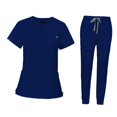 thumbnail image 3 of lionlar Nursing Uniforms Scrub Set V Neck Tops Jogger Pants Work suits for Healthcare Blue, 3 of 9