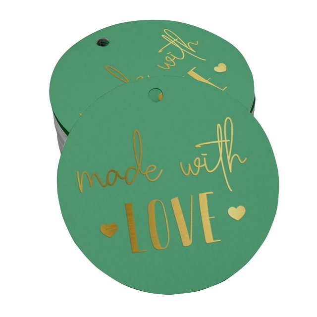 Inkdotpot 50 Pack Real Gold Foil Paper Tags Made With Love Text Favor Hang Tags
