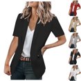 thumbnail image 1 of QIPOPIQ Blazer Décontracté pour Femme à Manches Courtes, Col à Revers, Ouvert à l'Avant, Veste de Travail de Bureau, Liquidation, 1 of 5