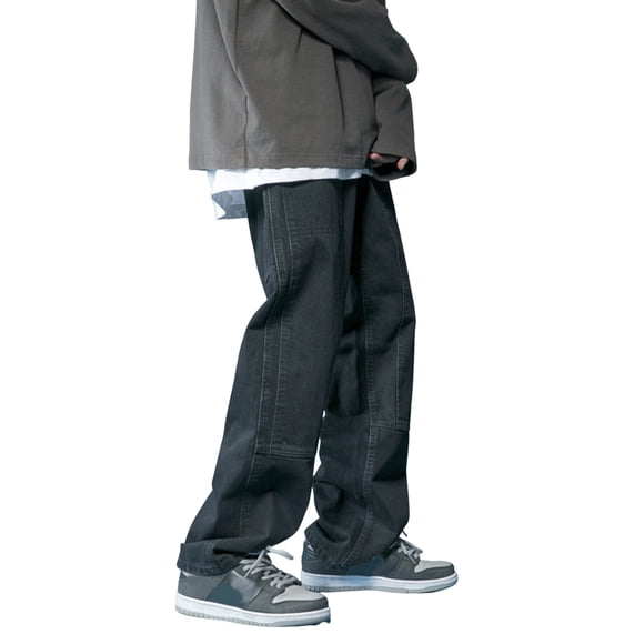 Ketyyh-chn99 Men'S Jeans Flare Jeans Casual Pants Men Casual Open Slim Fit Straight Solid Color Trousers Black,M