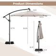 thumbnail image 3 of Costway 10 FT Solar Offset Hanging Umbrella with 96 Solar Multi-colored Flowing LED Lights Beige, 3 of 10