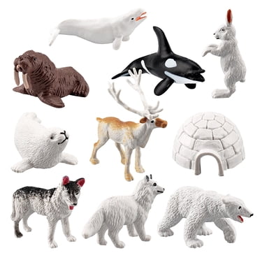 Jouets pour Enfants Décor de Noël Décor de Maison de Noël 10 Pcs Blaireaux en Miel Jouets Animaux Figurines Décoration Maison Éducatif Préscolaire Arcti Animaux d'Hiver Noël