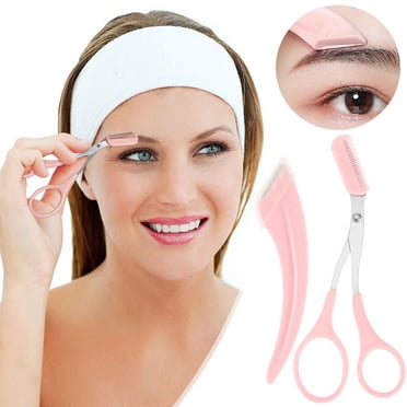 EGNMCR 2PCS Eyebrow Trimmers Scissors With Comb Professionals Precision Eyebrow Comb Scissors Set Small Eye Brow Razors Eyebrow Trimming Scissors Eyebrow Grooming Kit Eyebrow trimming